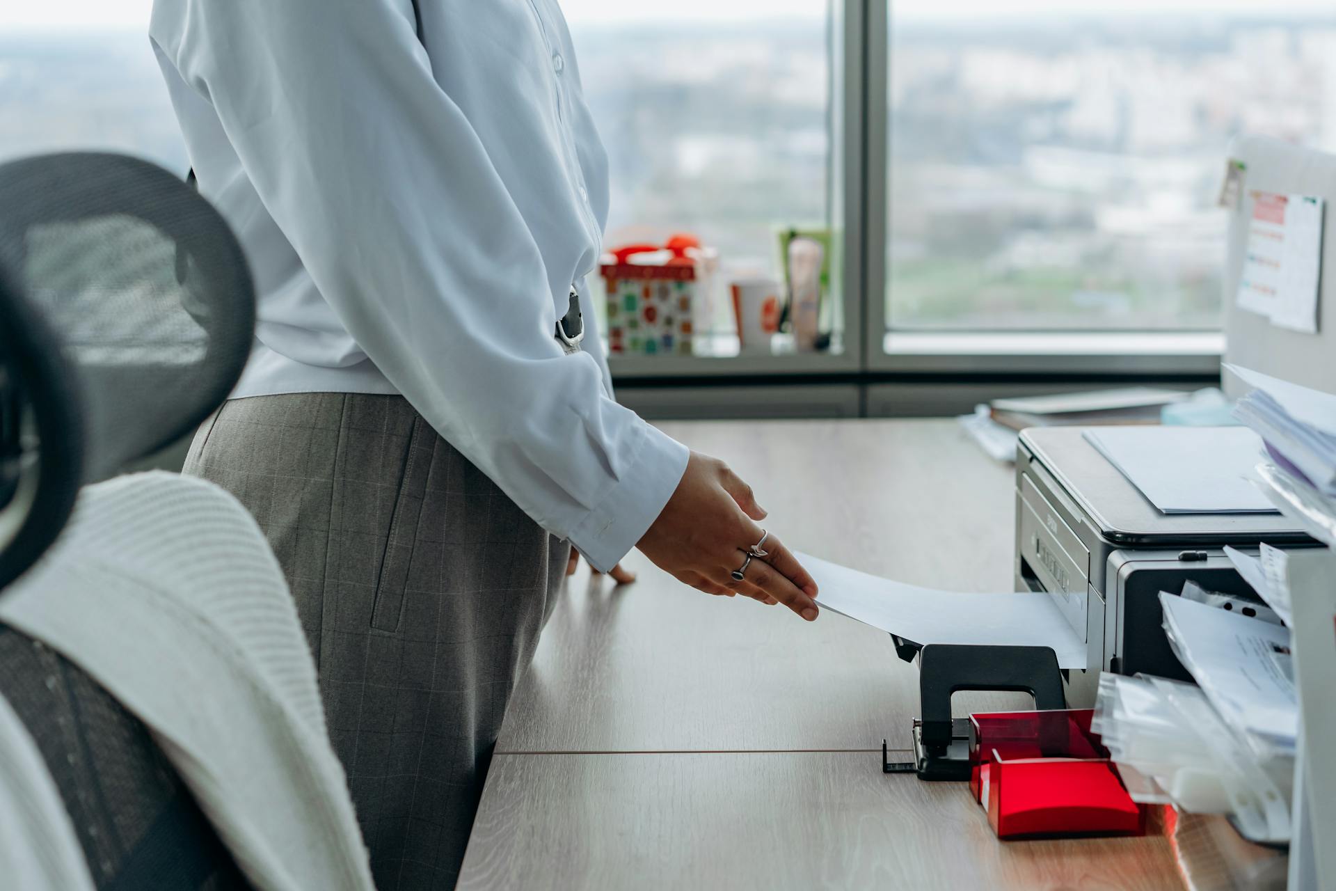 A person using a printer