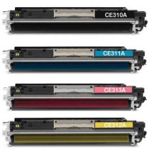 KLM Remanufactured HP CE310A, CE311A, CE312A, CE313A Toner Cartridge Set