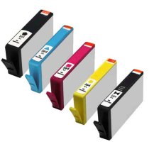 Set of 5 Remanufactured HP 564XL Ink Cartridges - 1 Each Black, Cyan, Magenta, Yellow, Photo Black