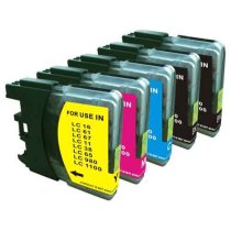 Compatible Set of 5 for Brother LC61: 2 Black and 1 each Magenta, Cyan, Yellow Cartridges