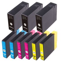 Set of 9 Compatible Ink Cartridges for Canon PGI-2200XL - 3 Black and 2 each Cyan, Magenta, Yellow