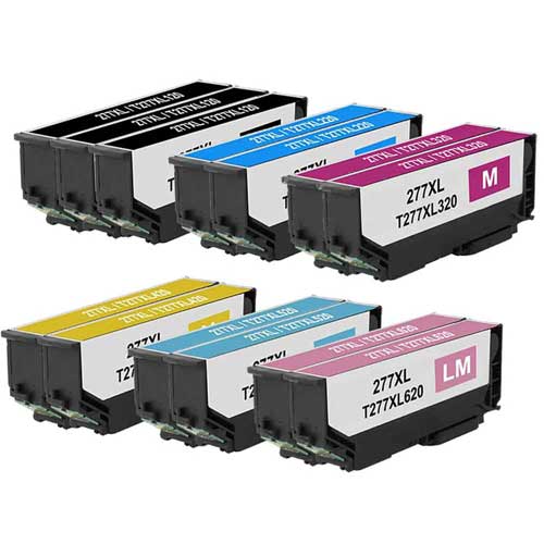 Remanufactured Epson T277XL Ink Cartridge Set of 13: 3 Black & 2 each of Cyan, Magenta, Yellow, Light Cyan, Light Magenta