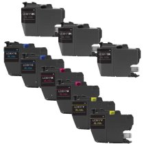 Compatible Set of 9 for Brother LC3017: 3 Black and 2 each Magenta, Cyan, Yellow Cartridges