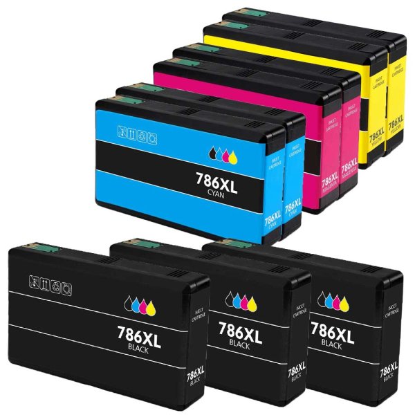 Compatible Set of 9 for Epson T786XL: 3 Black and 2 each Magenta, Cyan, Yellow Cartridges