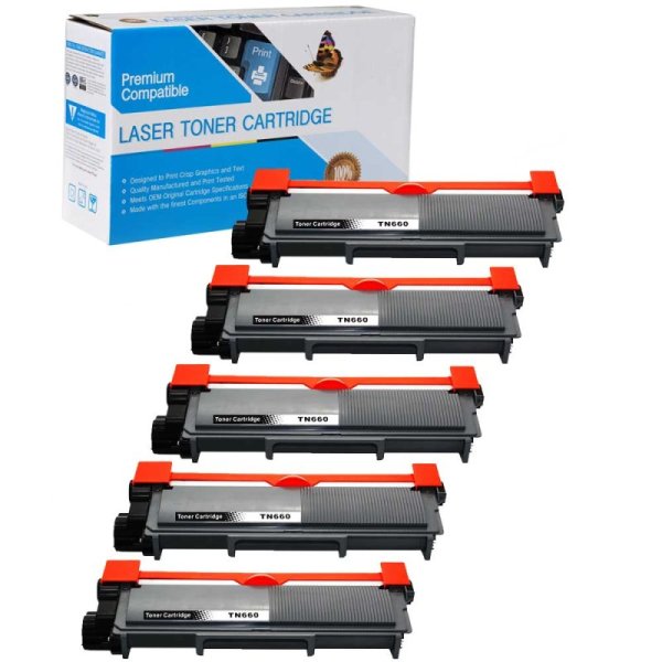 Compatible Brother TN660 Toner Cartridges - 5 pack