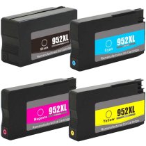 Set of 4 Remanufactured HP 952XL Ink Cartridges - 1 each Black, Cyan, Magenta, Yellow