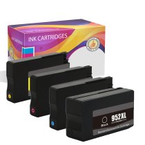 Set of 4 Remanufactured HP 952XL Ink Cartridges - 1 each Black, Cyan, Magenta, Yellow