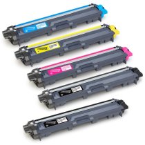 Compatible Brother TN221 / TN225 Toner Cartridges Combo Pack of 5: 2 Black, 1 Cyan, 1 Magenta, 1 Yellow