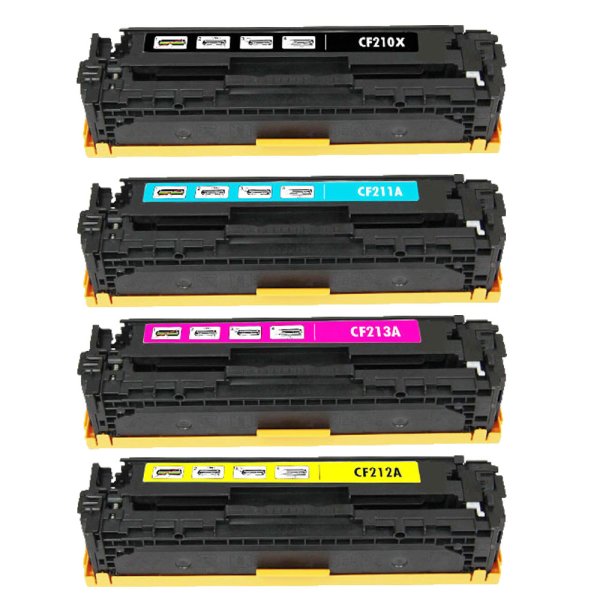 Compatible HP 131X 131A Set of 4 Toners: 1 each Black, Cyan, Magenta, Yellow