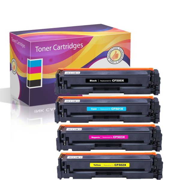 Compatible for HP 202A Set of 4 Toners: 1 each Black, Cyan, Magenta, Yellow