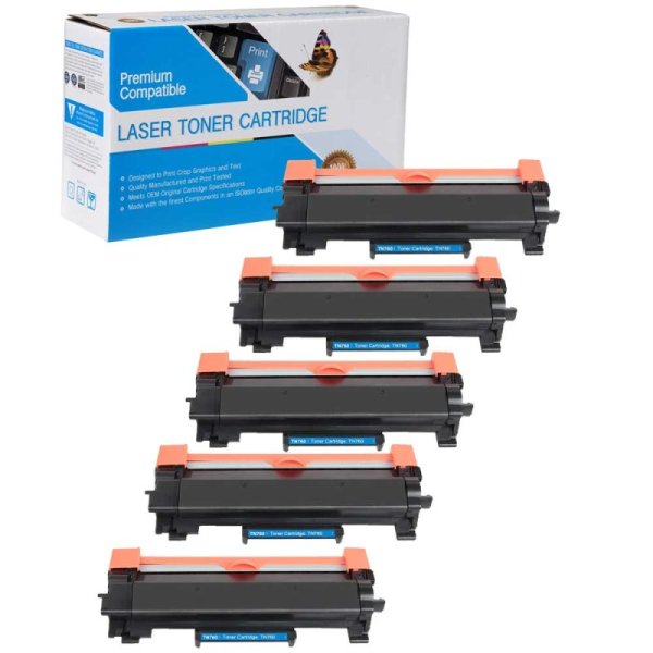 Compatible Brother TN760 High Yield Toner Cartridges - 5 pack