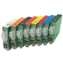 Set of 8 Remanfactured Ink Cartridges for Epson T159 - 1 each Photo Black, Cyan, Magenta, Yellow, Orange, Red, Matte Black, Gloss Optimizer