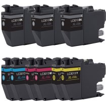 Compatible High Yield Set of 9 Ink Cartridges for Brother LC3013: 3 Black and 2 each Magenta, Cyan, Yellow Cartridges