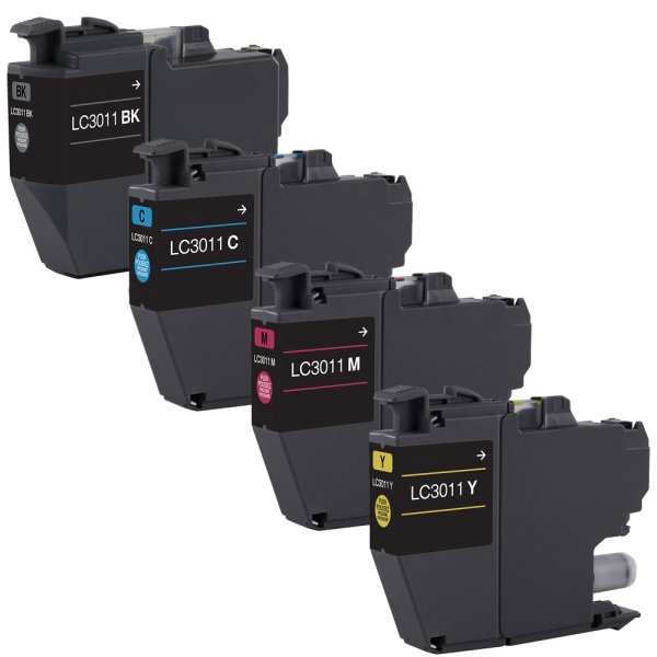 Compatible Set of 4 Ink Cartridges for Brother LC3011: 1 each Black, Magenta, Cyan, Yellow