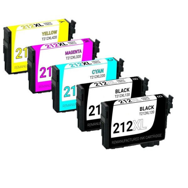 Remanufactured Epson 212XL Ink Cartridge 5-Pack Combo