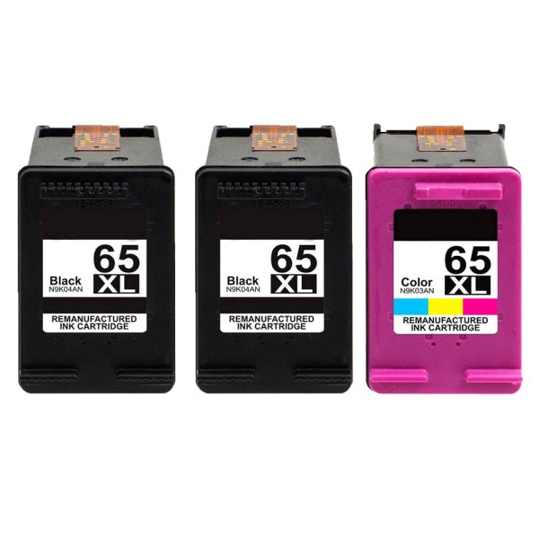 HP 65XL High-Yield Remanufactured Ink Cartridge Set 2 Black and 1 Color - 3 Combo Pack