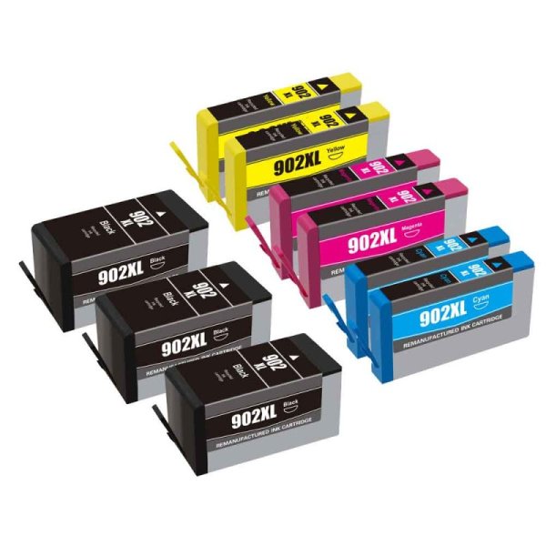 Remanufactured HP 902XL Ink Cartridge 9 Pack Combo 3 Black, 2 Cyan, 2 Magenta, 2 Yellow