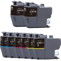 Compatible Brother LC401XL Ink Cartridges 8-Pack, 2 Black, 2 Cyan, 2 Magenta, 2 Yellow