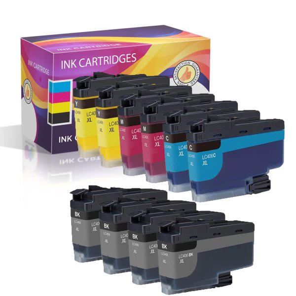 Compatible Brother LC406XL Ink Cartridges 10 Pack - High Yield: 4 Black, 2 Cyan, 2 Magenta, 2 Yellow