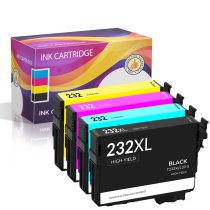 Remanufactured Epson 232XL Black & 232 Cyan, Magenta, Yellow Ink Cartridges Pack of 4