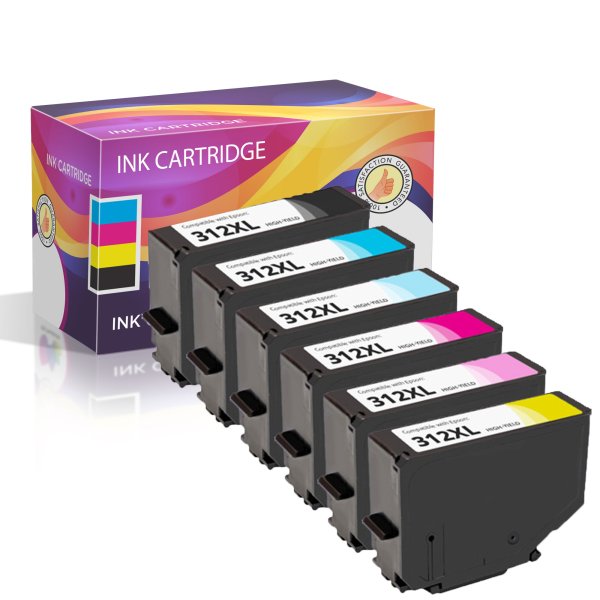 Epson 312XL Remanufactured Ink Cartridge Set, 1 Black, 1 Cyan, 1 Magenta, 1 Yellow, 1 Light Cyan, 1 Light Magenta - 6 Pack