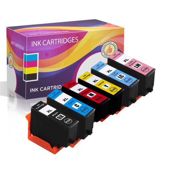 Remanufactured Epson T340XL Black, Cyan, Light Cyan, Magenta, Light Magenta, Yellow Ink Cartridges (6-Pack)
