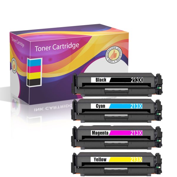 Compatible HP 213X Black, Cyan, Magenta, and Yellow Toner Cartridges