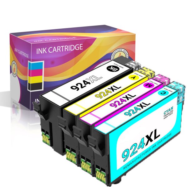 Remanufactured Epson 924XL Black, Cyan, Magenta, and Yellow Ink Cartridges