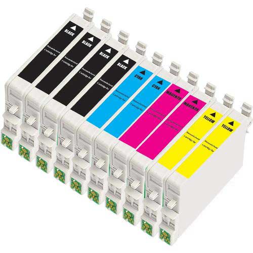 Remanufactured Set of 10 Epson Ink Cartridges: 4 T0601 and 2 each T0602, T0603, T0604 Cartridges