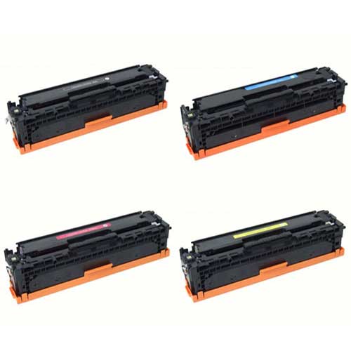 KLM Remanufactured HP CC530A, CC531A, CC532A, CC533A Toner Cartridge Set