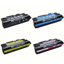 KLM Remanufactured HP Toner Cartridge Set: Q6470A, Q7581A, Q7582A, Q7583A